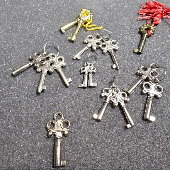 Lot Of Small Random Handcuff Style Barrell Keys Different Sizes Color And Metal - Picture 4 of 6